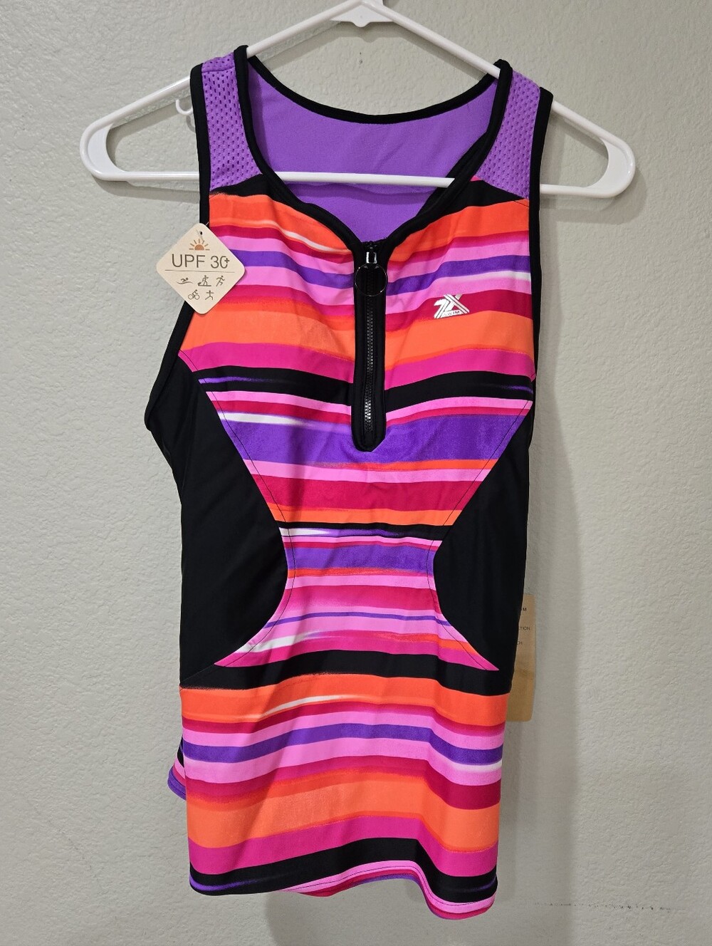 ZeroXposur Women's Multicolor Lilac Scaba Tankini Bathing Suit Top